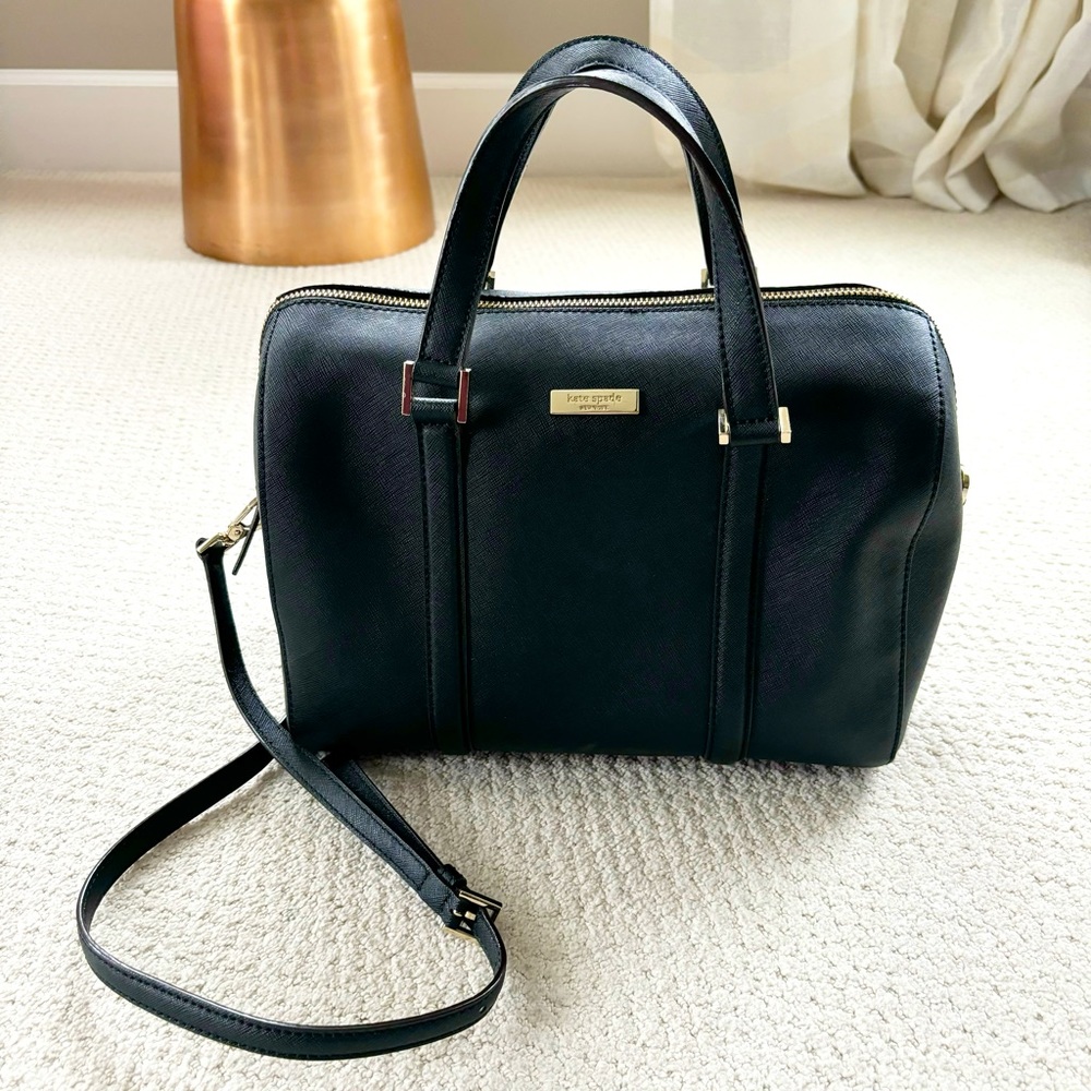 Kate Spade Newbury Lane Loden satchel in black Saffiano leather